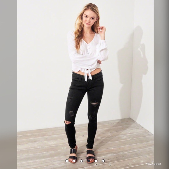 Low-Rise Super Skinny Jeans -Ripped - Picture 2 of 4